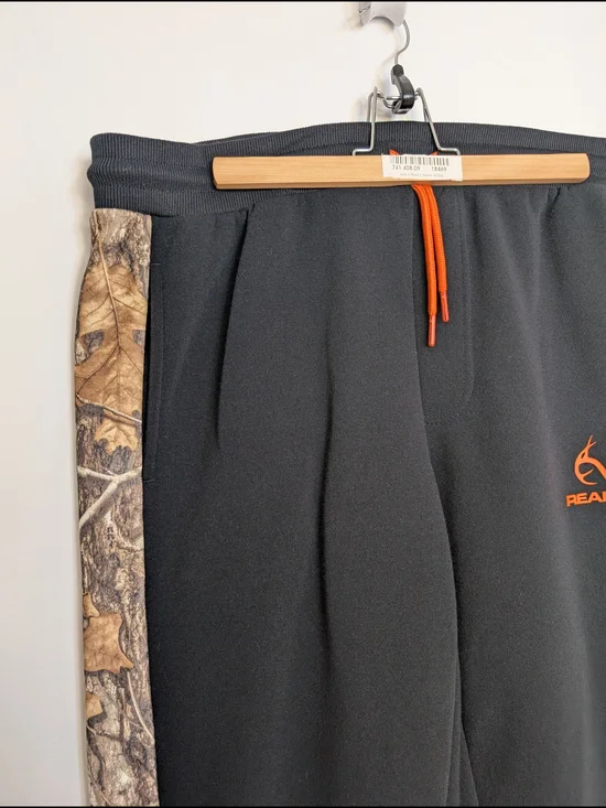 Realtree Black Joggers with Camo Side Panels and Orange Accents - Picture 4 of 14